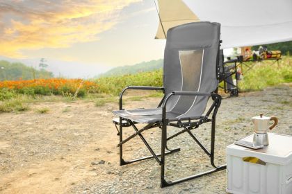 Camping Directors Chair, Heavy Duty,Oversized Portable Folding Chair with Side Table, Pocket for Beach, Fishing,Trip,Picnic,Lawn Grey