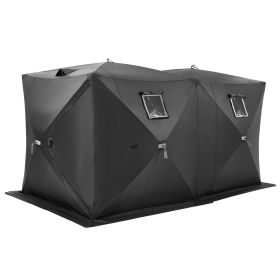 VEVOR Portable Ice Shelter, 6-8 Person Pop-Up Ice Fishing Tent, 70 Square Feet Fishable Area, Ice Shanty for Winter Fishing