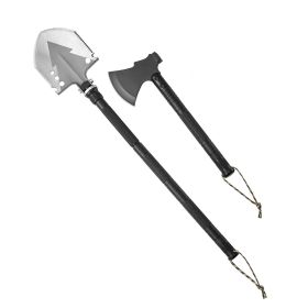 Folding Multitool Camping Survival Shovel for Outdoor Hiking (Color: BLACK)