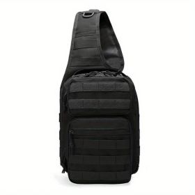 7L Large Capacity Adjustable Tactical Men's Chest Bag Outdoor Cycling Camping Waterproof Hiking Portable Waist Bag Outdoor Sports Shoulder Crossb (Color: BLACK)