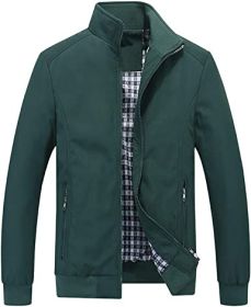 Men's Lightweight Casual Jackets Full-Zip Windbreakers Fashion Jackets Outerwear (Color: GREEN-XXL)